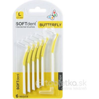 SOFTdent Butterfly mezizub. kartáček zahnutý L 6 ks