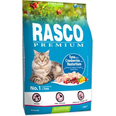 Rasco Premium Cat Sterilized tuniak brusnice a kapucínka 2 kg