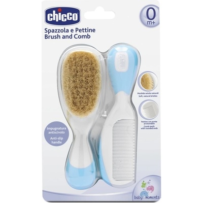 Chicco hrebeň a kefa prírodný modrý