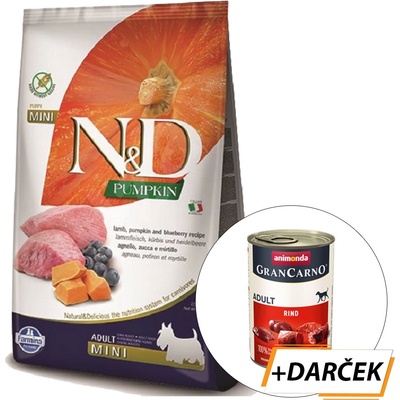 N&D Pumpkin Dog GF Adult Mini Lamb & Blueberry 7 kg