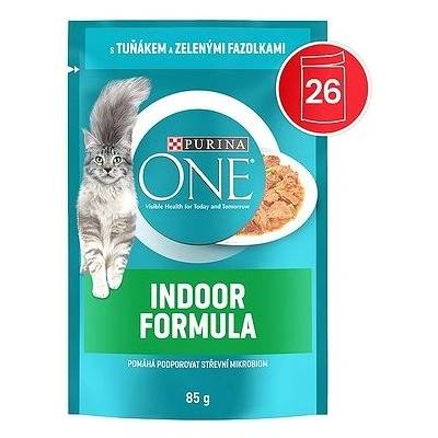 Purina One Cat Indoor mini filetky s tuniakom a zelenými fazuľkami v šťave 26 x 85 g