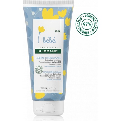 Klorane Bébé hydratačný krém na tvár a telo Moisturizing Cream Vitamin based 200 ml