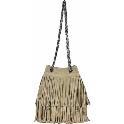 Made In Italy kabelka z brúsenej kože 429 šedohnedá