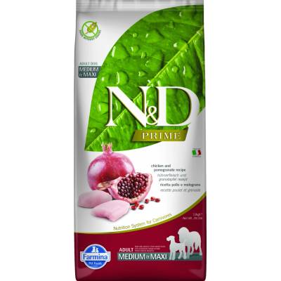 N&D Dog GF Prime Adult Medium & Maxi Chicken & Pomegranate 12 kg