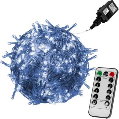 Voltronic vianočná reťaz 10 m,100 LED,studene biela ovládač