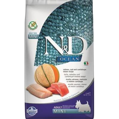 N&D Dog Ocean GF Adult Mini, Salmon, Cod & Cantaloupe melon 2,5 kg