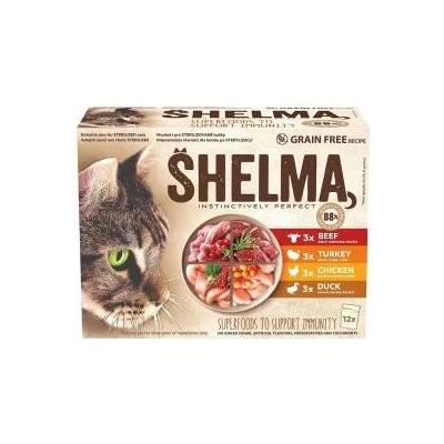 Shelma kočka kuřecí hovädzie, kachní a krůtí 12 x 85 g