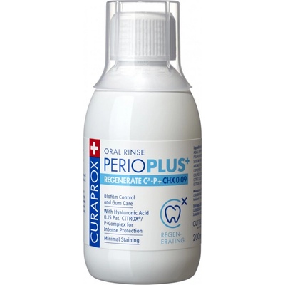 Curaprox Perio Plus+ REGENERATE CHX 0,09% s chlórhexidínu citroxom a kys. hyalurónovou 200 ml