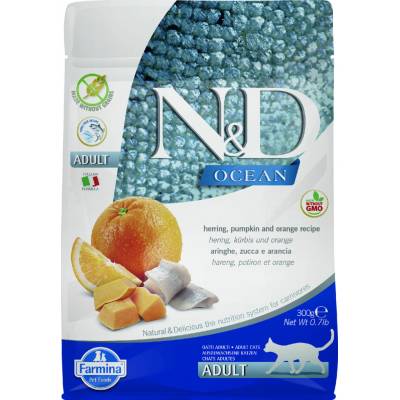 N&D OCEAN CAT GF Adult Herring, Pumpkin & Orange 300 g