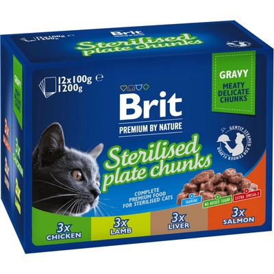 Brit Premium Cat Meat Sterilised mix v omáčke Multi 1200 g 12 x 100 g