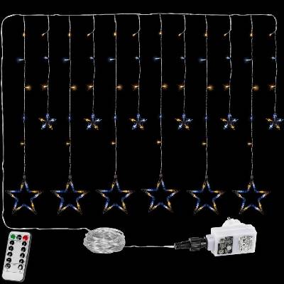 Voltronic záves 12 hviezdičiek 150 LED teplá studená biela
