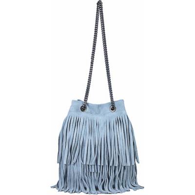 Made In Italy kabelka z brúsenej kože 429 nebesky modrá