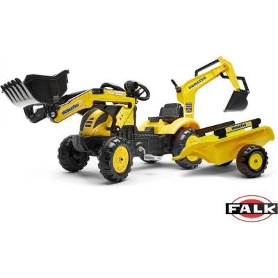 FALK Šliapací traktor 2076N Komatsu s nakladačom rypadlom a vlečkou