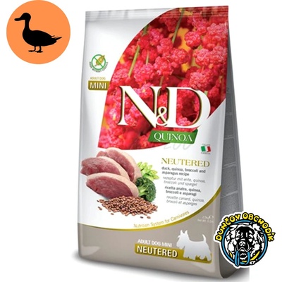 N&D dog Quinoa GF Adult mini, neutered, duck, broccoli & asparagus 0,8 kg